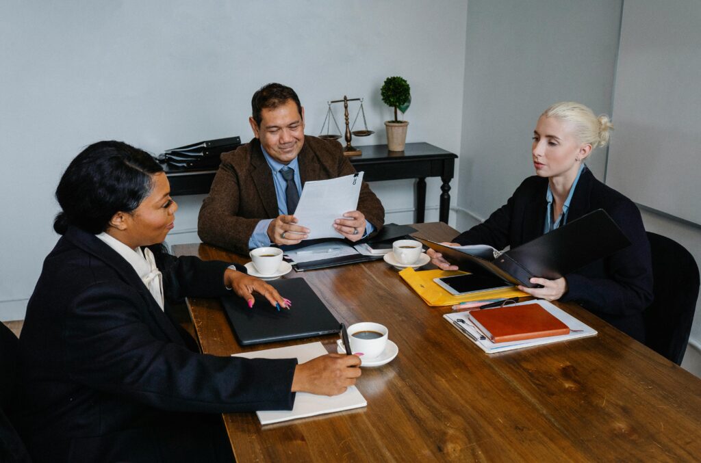 Colleagues having a meeting.